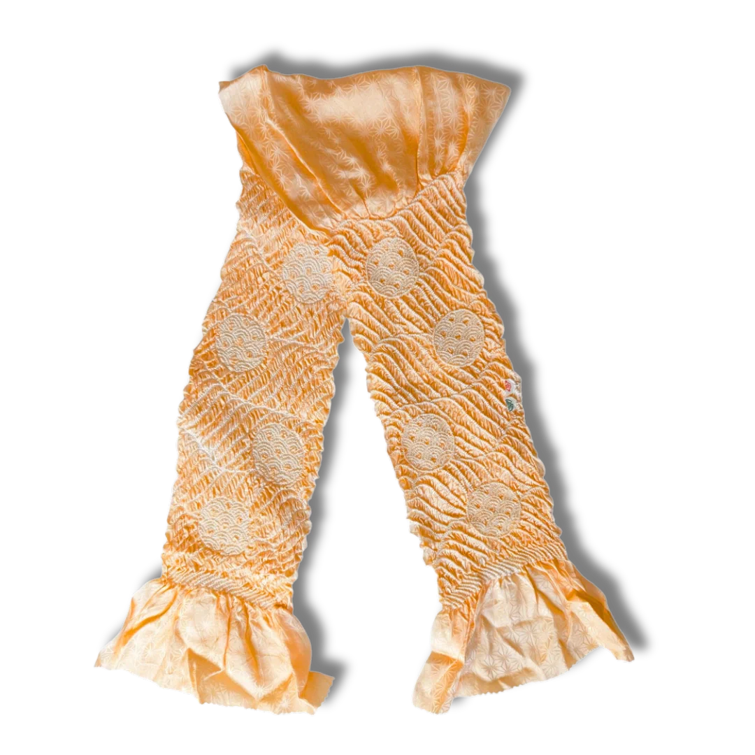 Obiage aus Seide mit Shibori-Kreisen & Asanoha