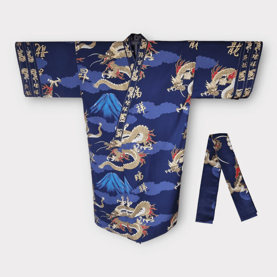 Plus Size Yukata Herren Drache und Fuji inkl. Obi - Image 11