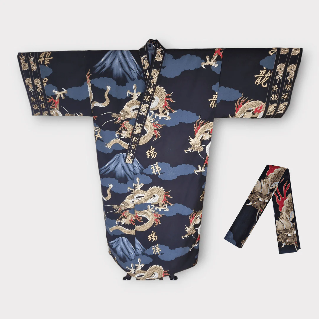 Plus Size Yukata Herren Drache und Fuji inkl. Obi - Image 6