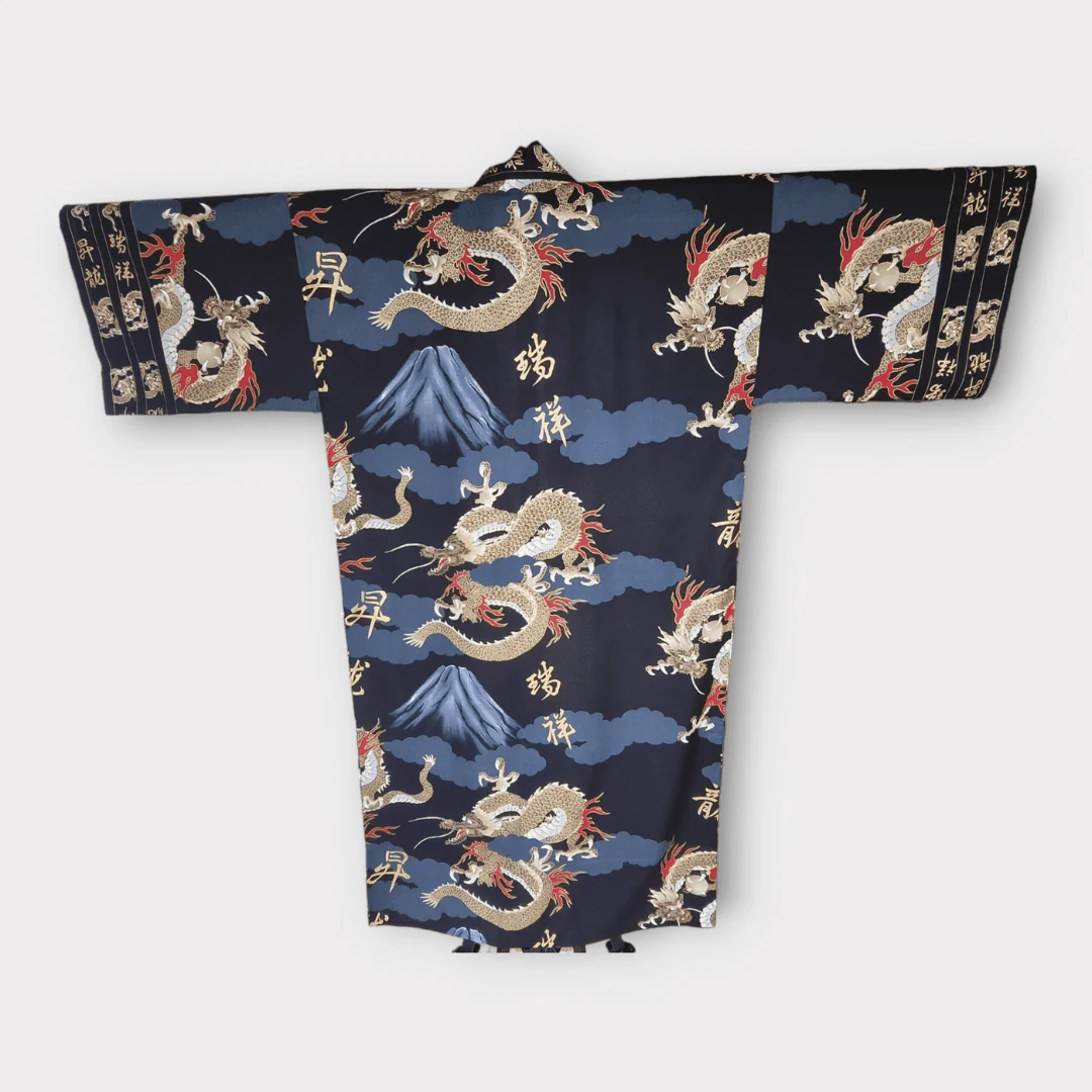 Plus Size Yukata Herren Drache und Fuji inkl. Obi - Image 8