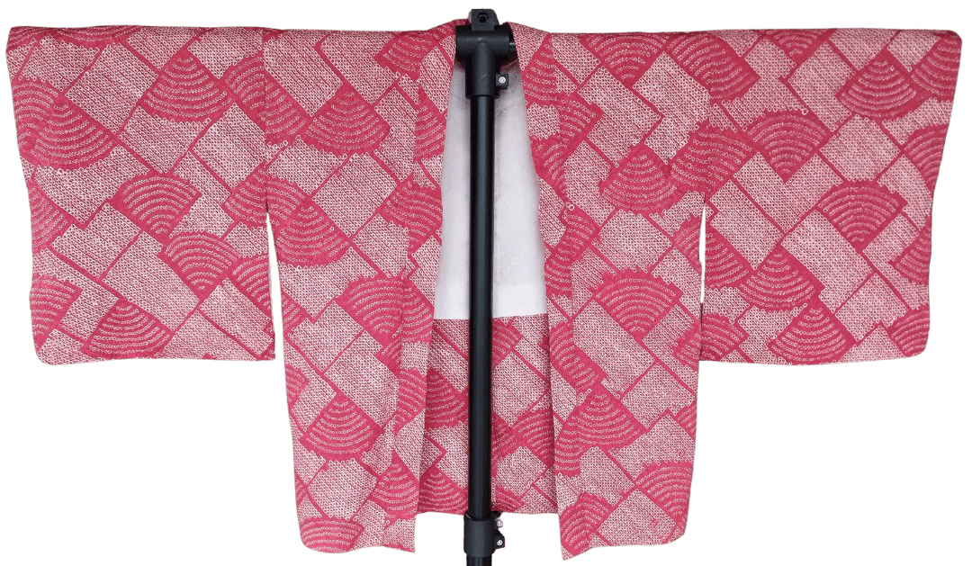 Vintage Haori Damen Shibori rot Higaki Seigaiha - Image 3
